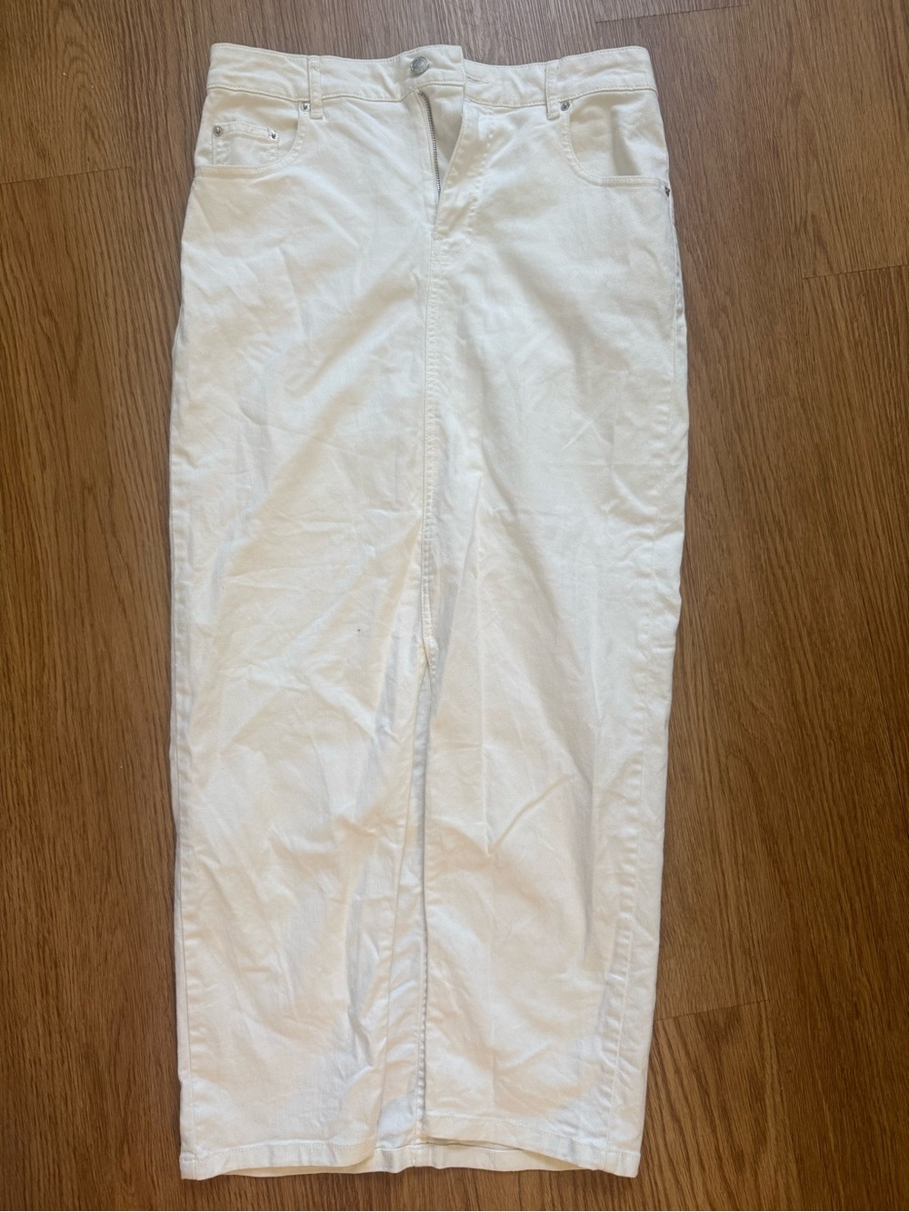 ASOS Design white denim maxi skirt